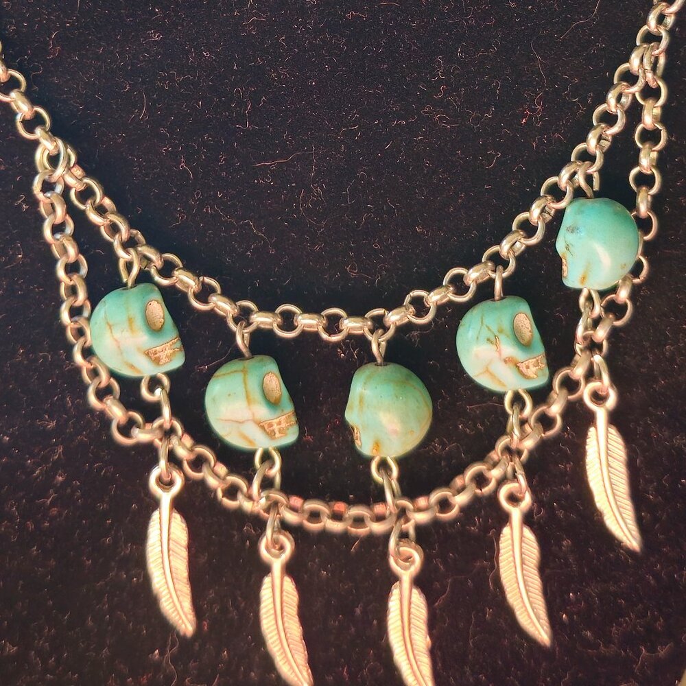Turquoise Skull Heads Necklace